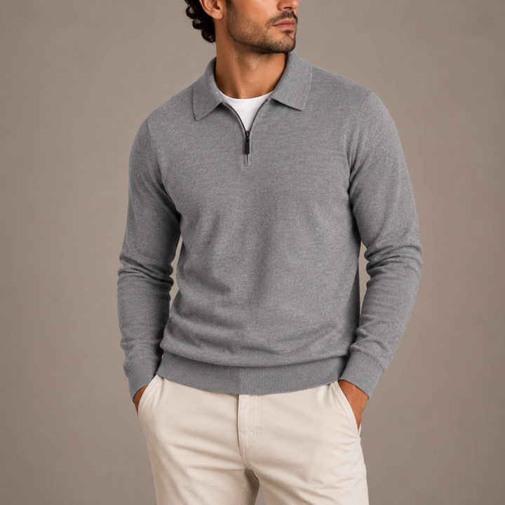 Men’s Quarter-Zip Polo Knit Sweater