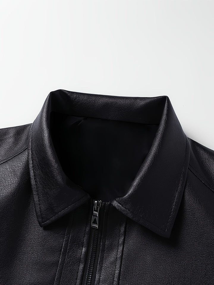 Men's PU Zip Bomber Jacket