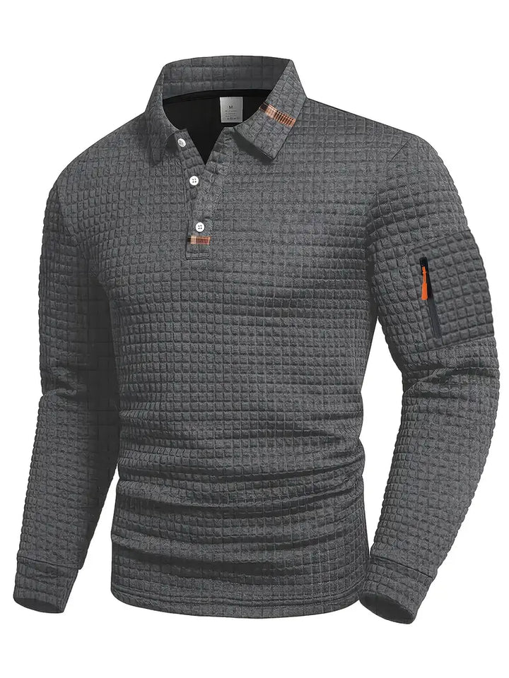 Long Sleeve Textured Polo