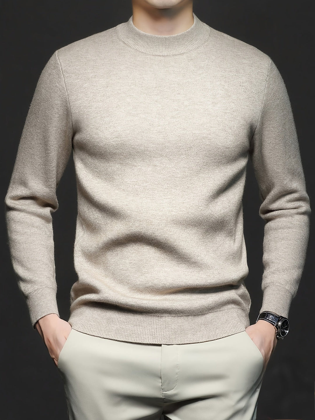 Men's Ribbed High Neck Sweater