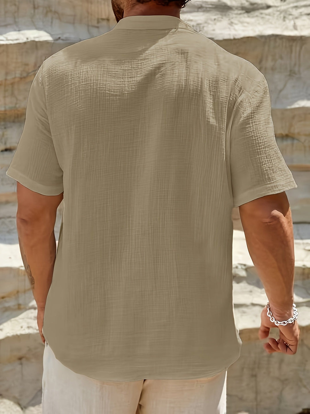 Men's Linen V-Neck Shirt