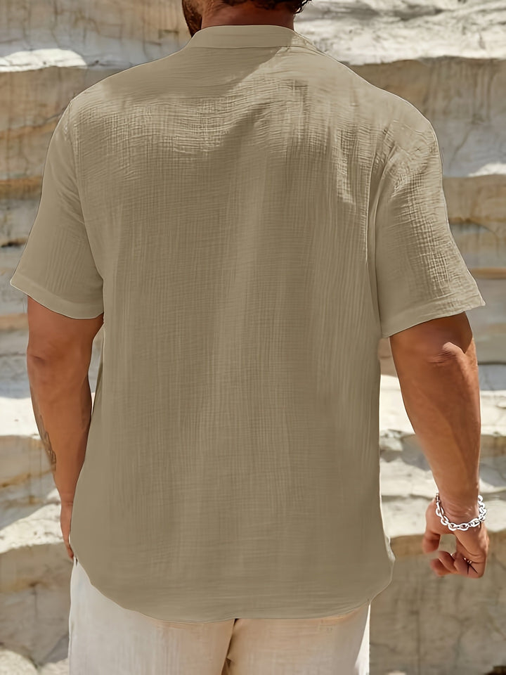 Men's Linen V-Neck Shirt