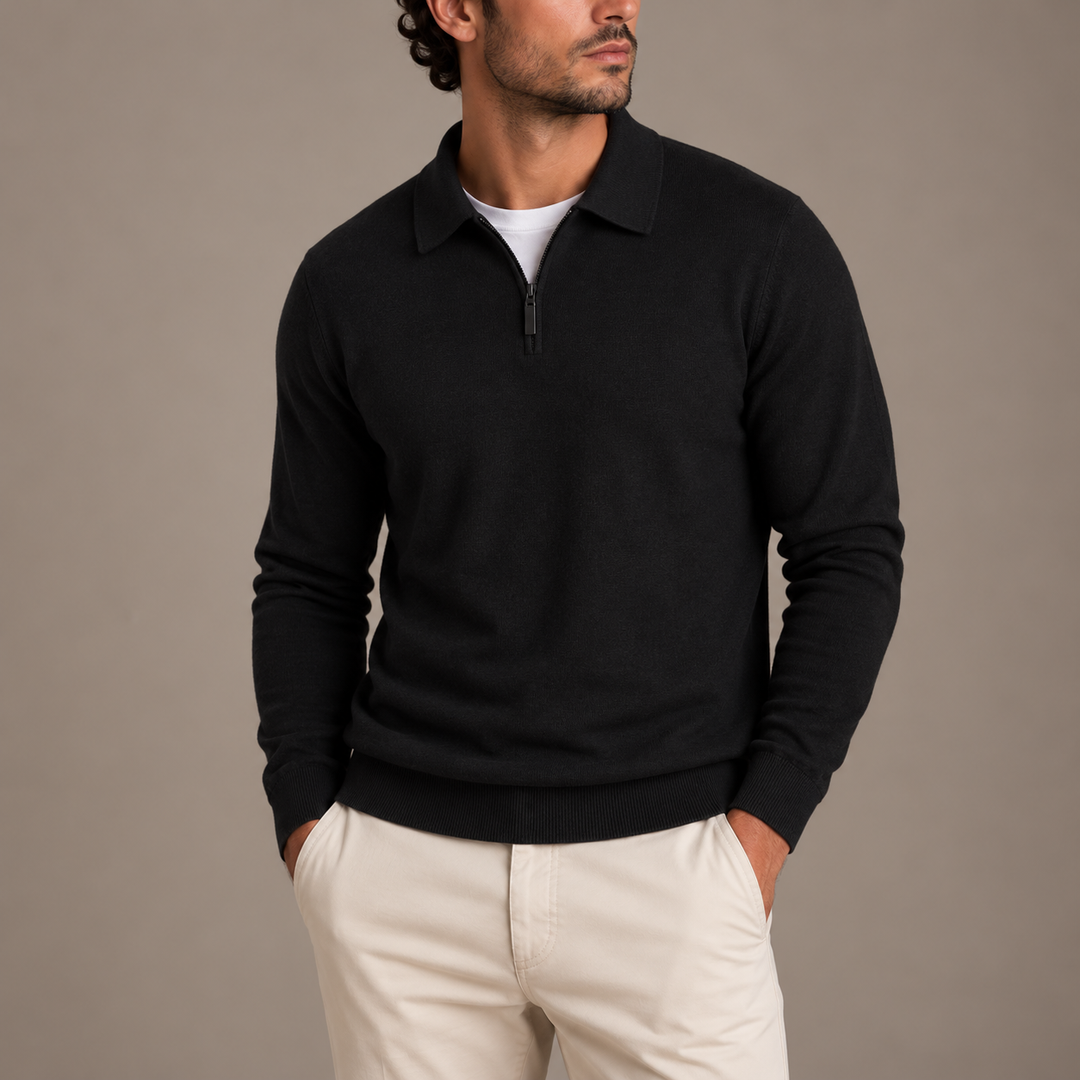 Men’s Quarter-Zip Polo Knit Sweater