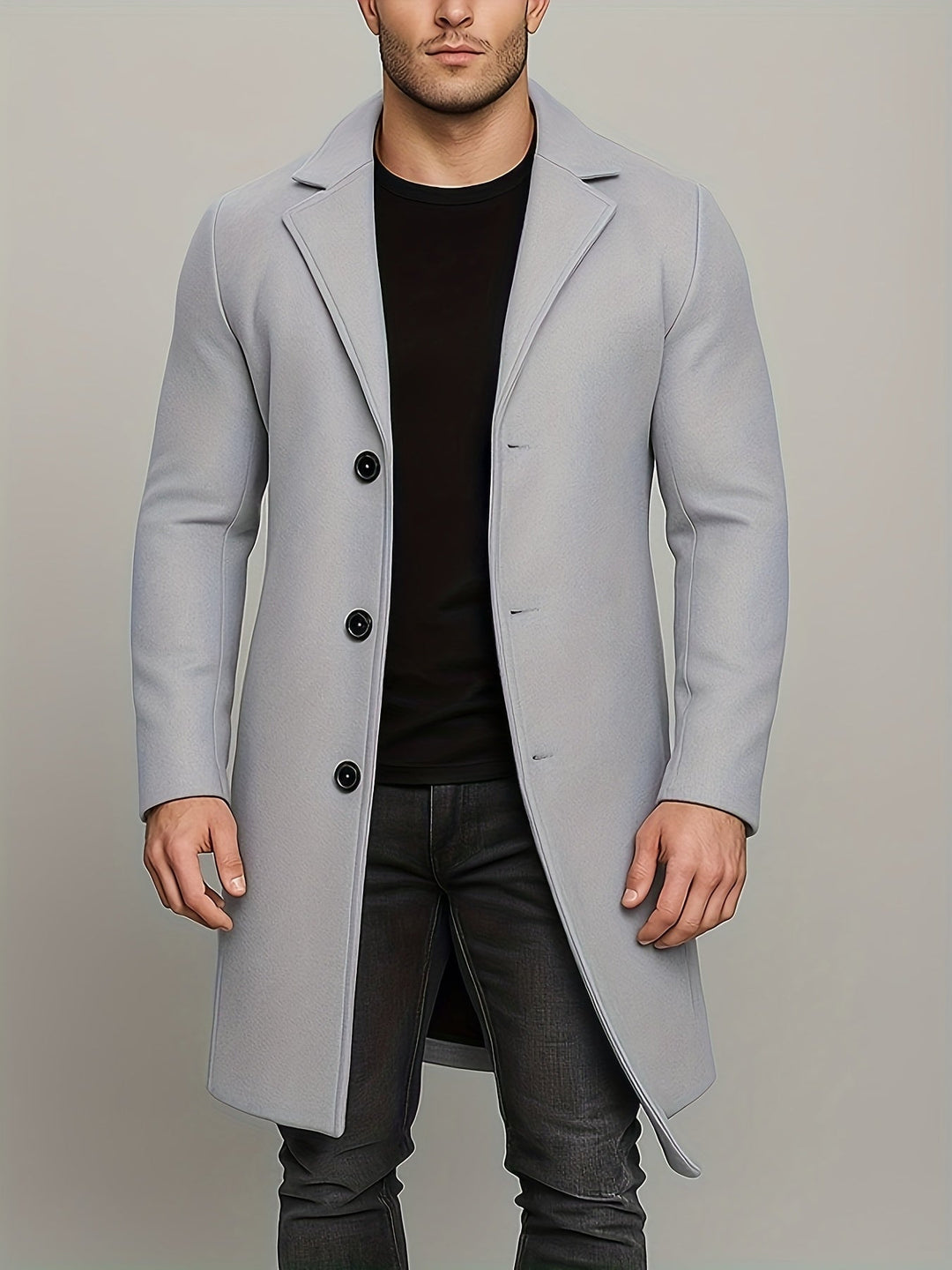 Men's Mid-Length Tweed Coat