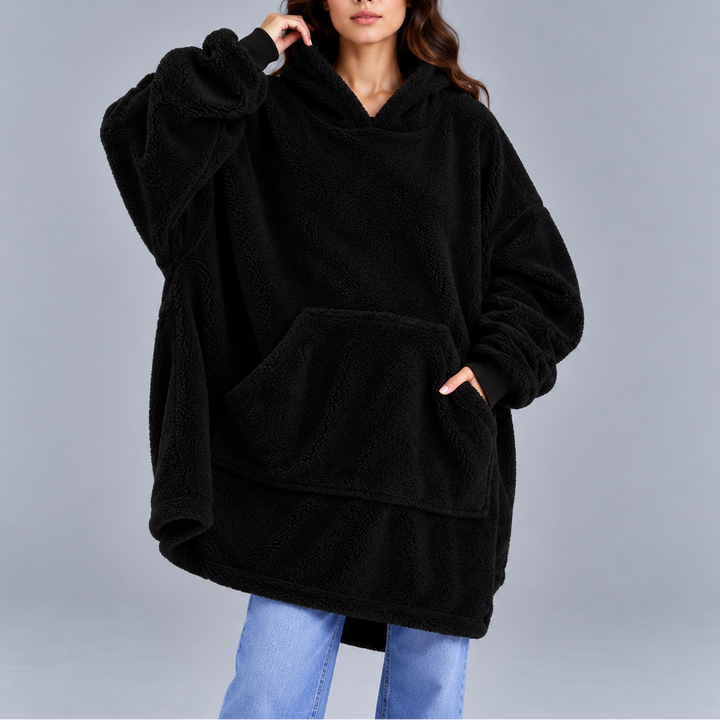 Women's Winter Oversized Fleece Hoodie – Ultra Warm & Cozy Sherpa Blanket Sweatshirt