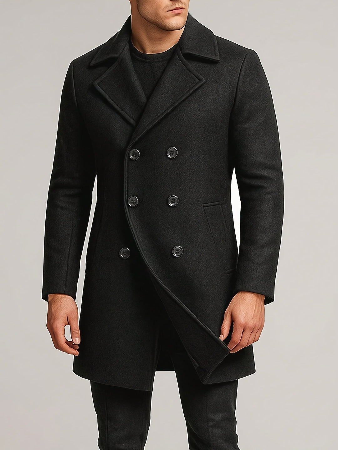 Men's Mid-Length Lapel Coat