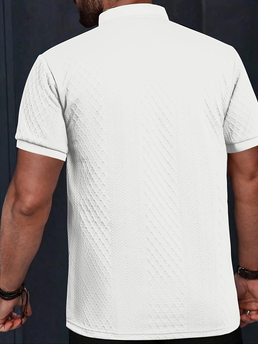 Men's Jacquard Henley Polo Shirt