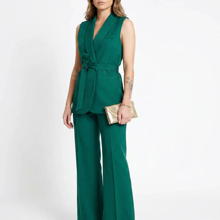 Women's Tailored Two-Piece Suit Set with Belt