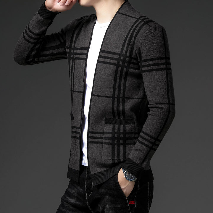 Men's Checkered Knit Cardigan