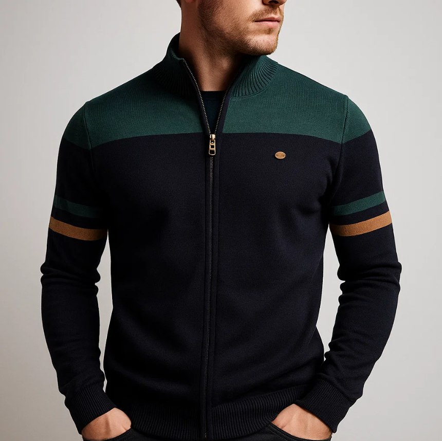 Men's Colorblock Hoodie with Zip