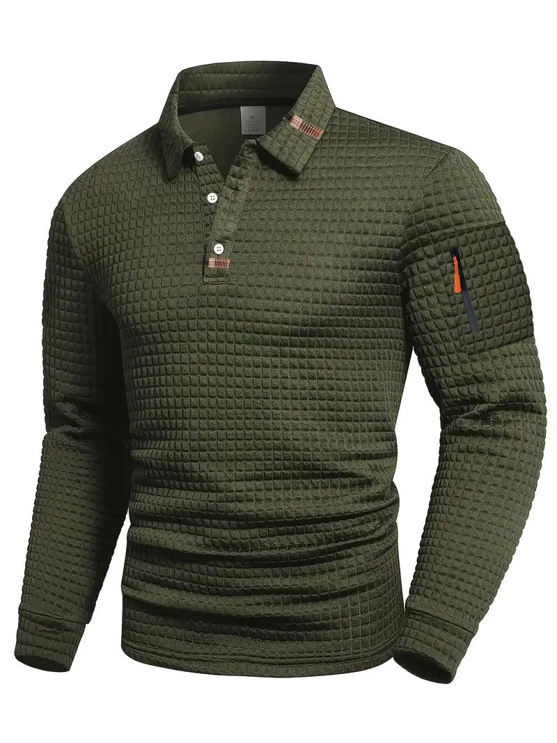 Long Sleeve Textured Polo