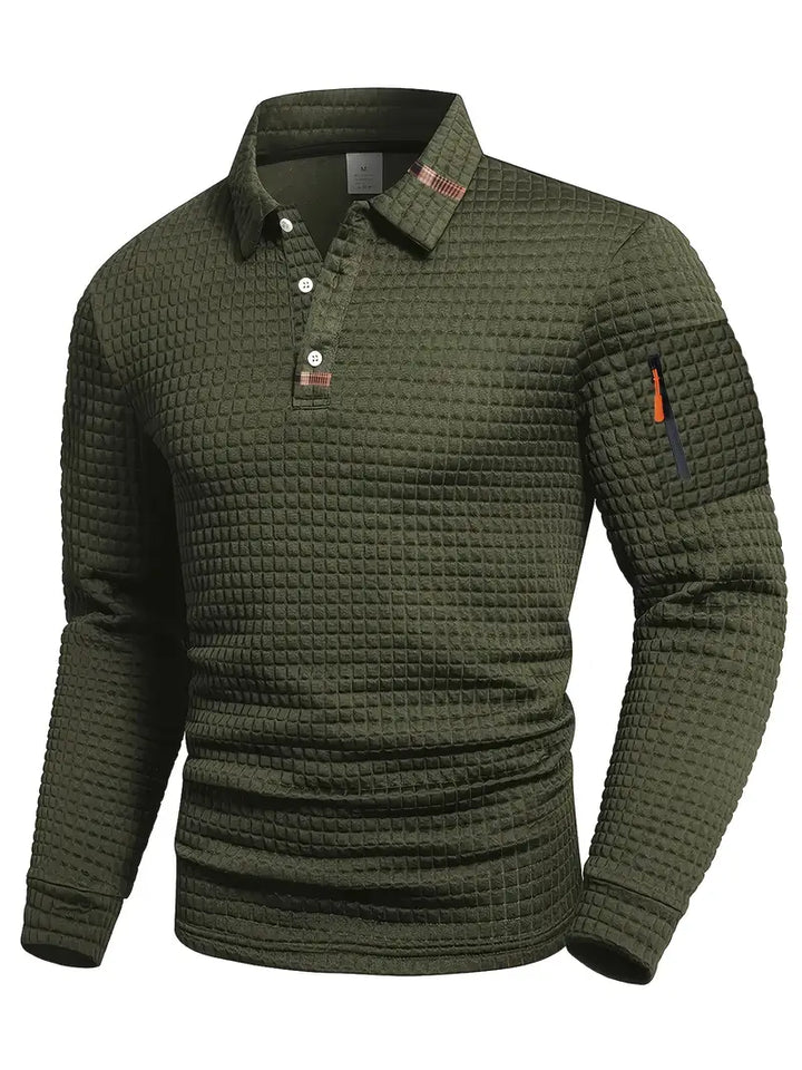 Long Sleeve Textured Polo