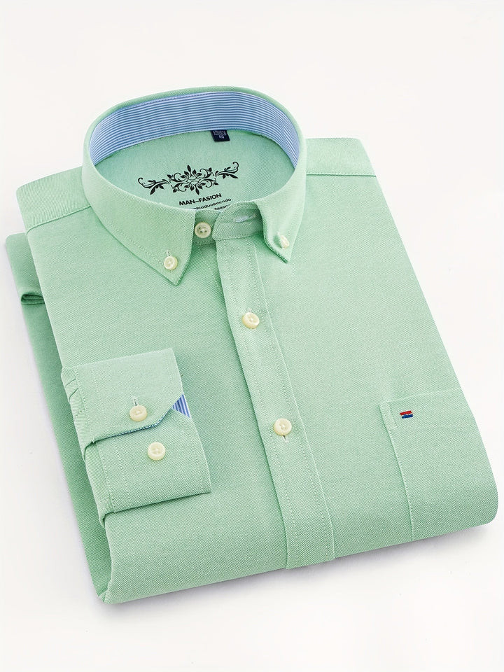 Men's Solid Lapel Pocket Shirt