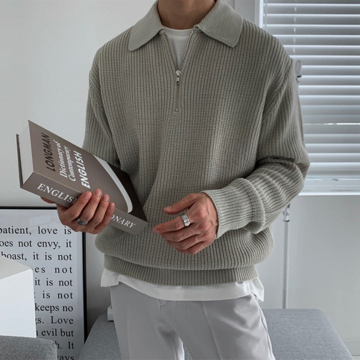 Men's Textured Zip Sweater