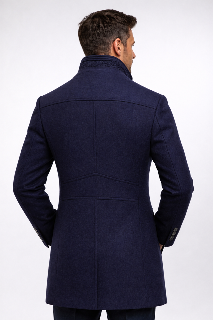 Men's Colorblock Wool Overcoat