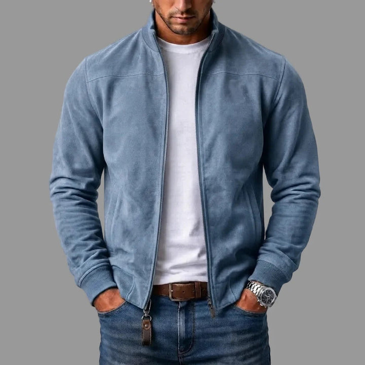 Men's Suede Ribbed Bomber Jacket