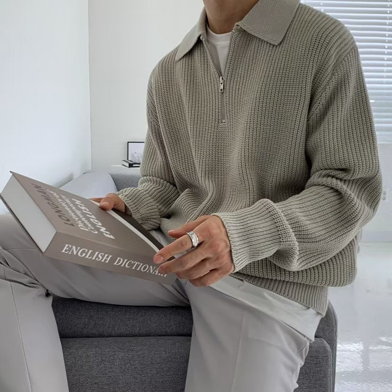 Men's Textured Zip Sweater