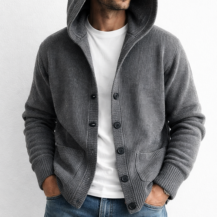 Men's Hooded Textured Cardigan