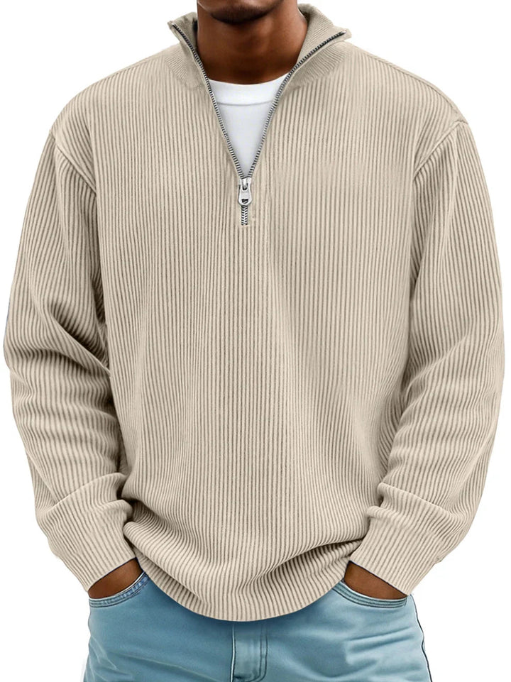 Men's Ribbed Zip Neck Sweater