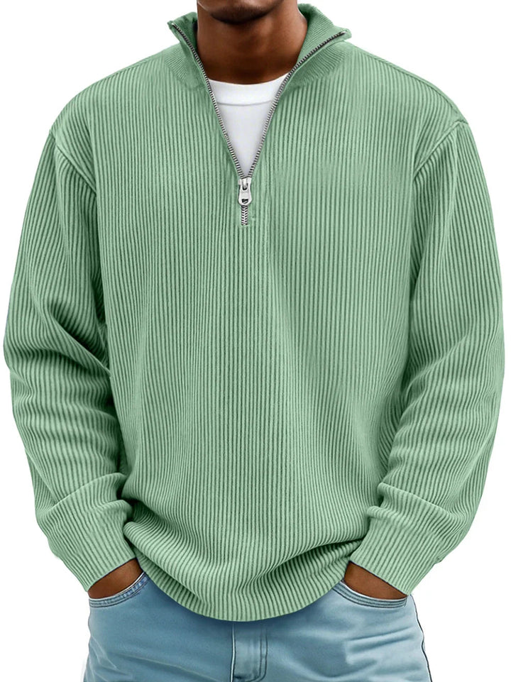 Men's Ribbed Zip Neck Sweater