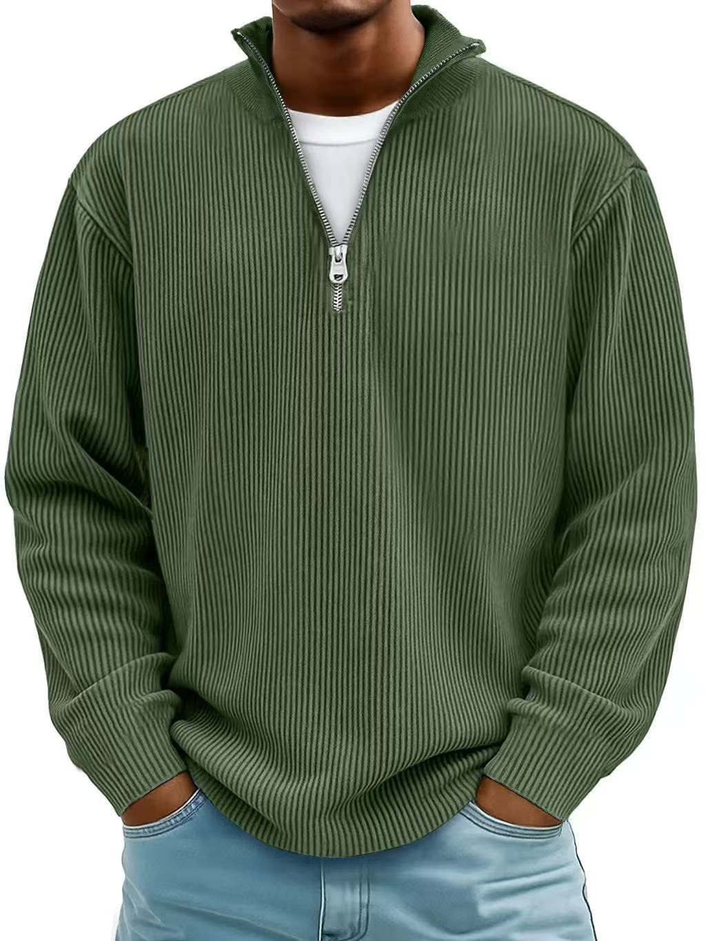 Men's Ribbed Zip Neck Sweater