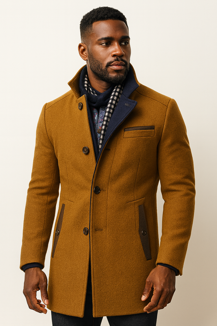 Men's Colorblock Wool Overcoat
