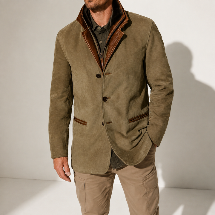 Men’s Winter Coat – Suede Stand Collar Smart Casual Jacket