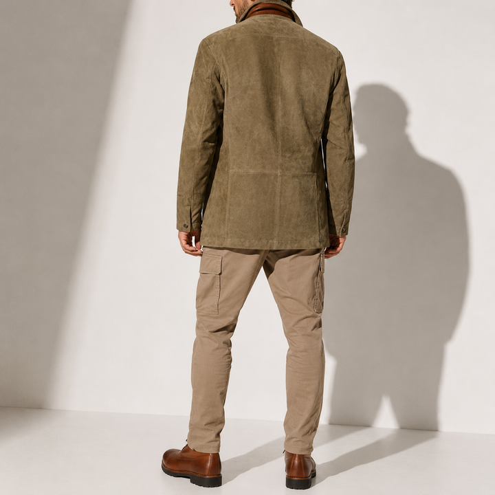 Men’s Winter Coat – Suede Stand Collar Smart Casual Jacket