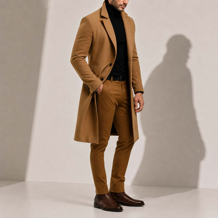 Men's Wool Blend Overcoat | Classic Long Winter Coat