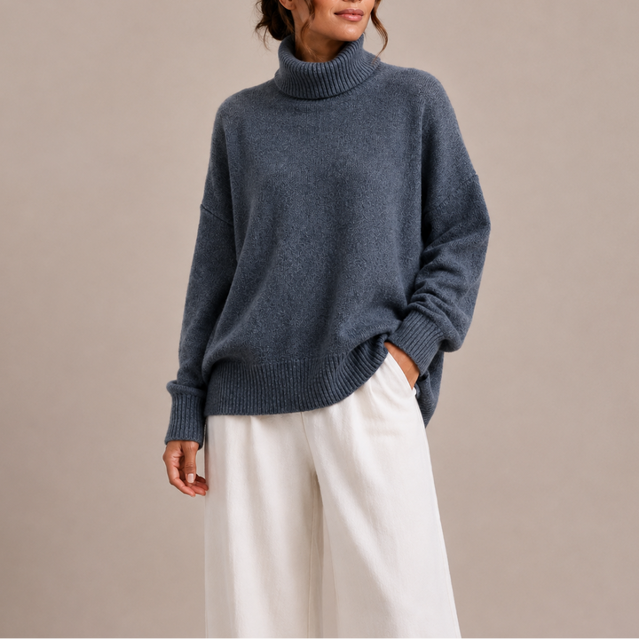 Women’s Oversized Turtleneck Sweater – Relaxed Knit Sweater