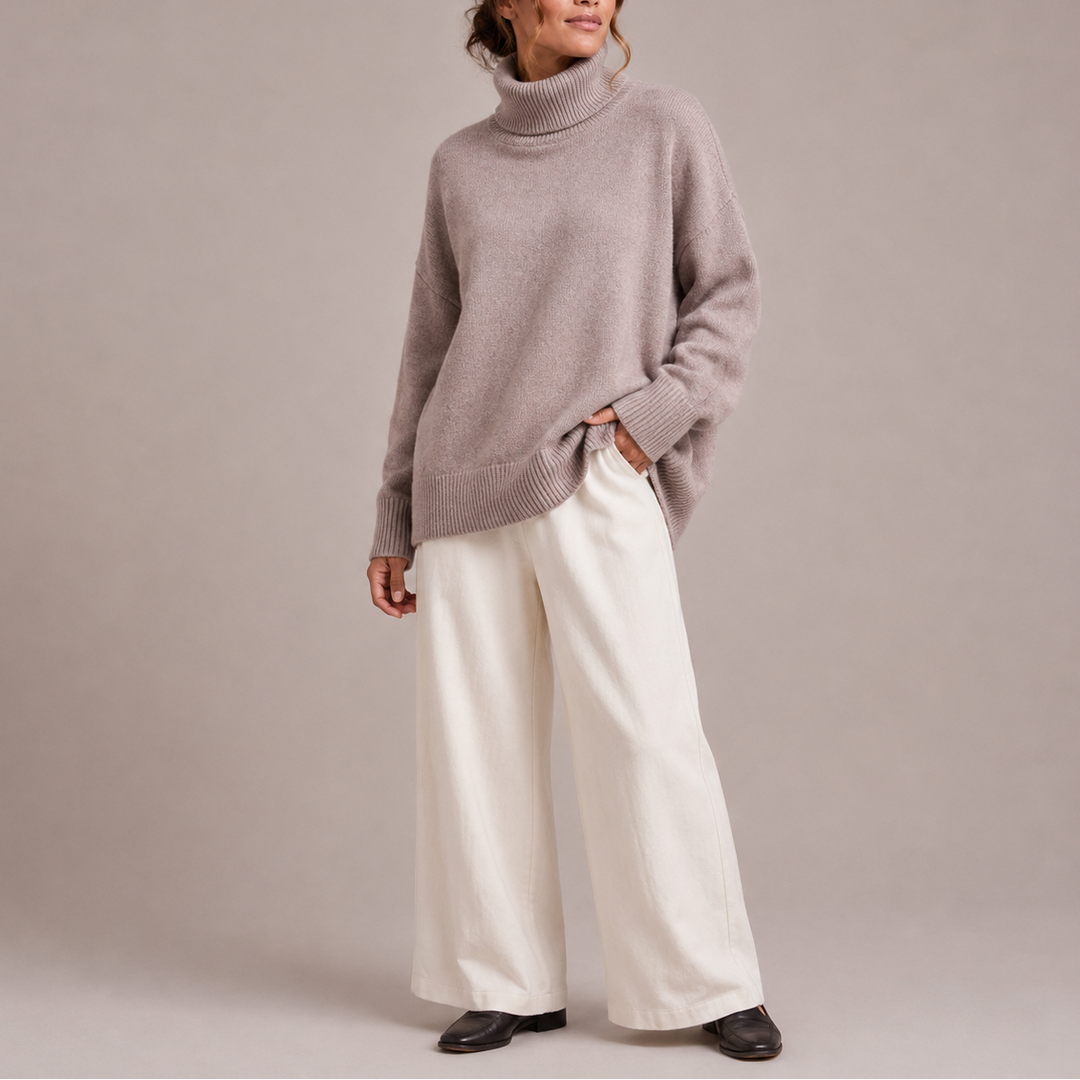 Women’s Oversized Turtleneck Sweater – Relaxed Knit Sweater