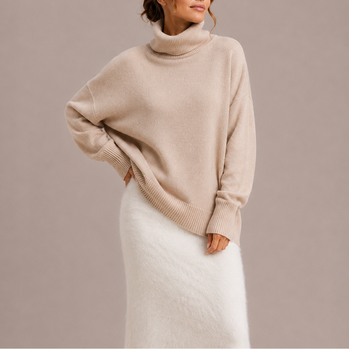 Women’s Oversized Turtleneck Sweater – Relaxed Knit Sweater