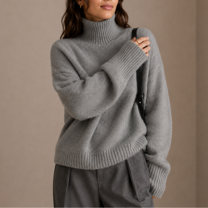Women’s Oversized Turtleneck Sweater – Soft Relaxed Knit Sweater