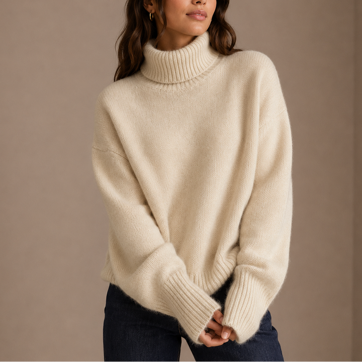 Women’s Oversized Turtleneck Sweater – Soft Relaxed Knit Sweater