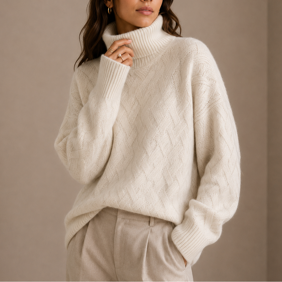 Women’s Textured Turtleneck Sweater – Soft Winter Knit Sweater