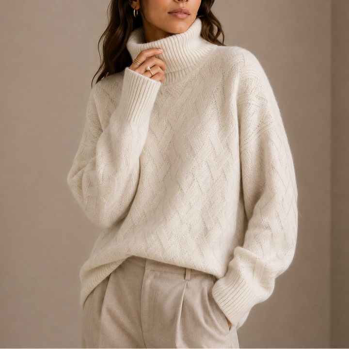 Women’s Textured Turtleneck Sweater – Soft Winter Knit Sweater