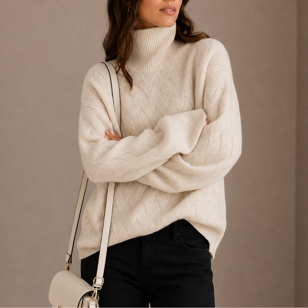 Women’s Textured Turtleneck Sweater – Soft Winter Knit Sweater