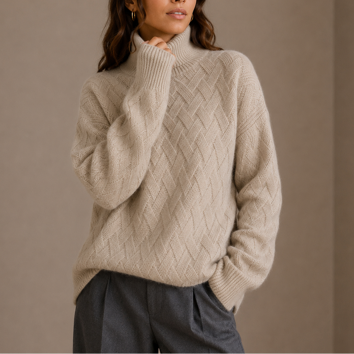 Women’s Textured Turtleneck Sweater – Soft Winter Knit Sweater