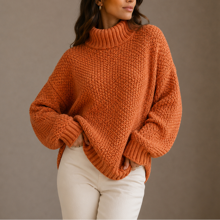 Women’s Chunky Turtleneck Sweater – Oversized Knit Sweater