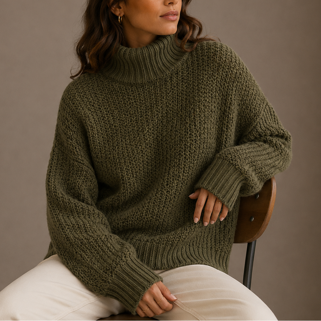 Women’s Chunky Turtleneck Sweater – Oversized Knit Sweater