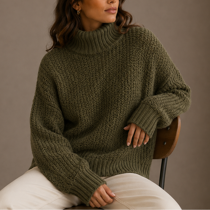Women’s Chunky Turtleneck Sweater – Oversized Knit Sweater