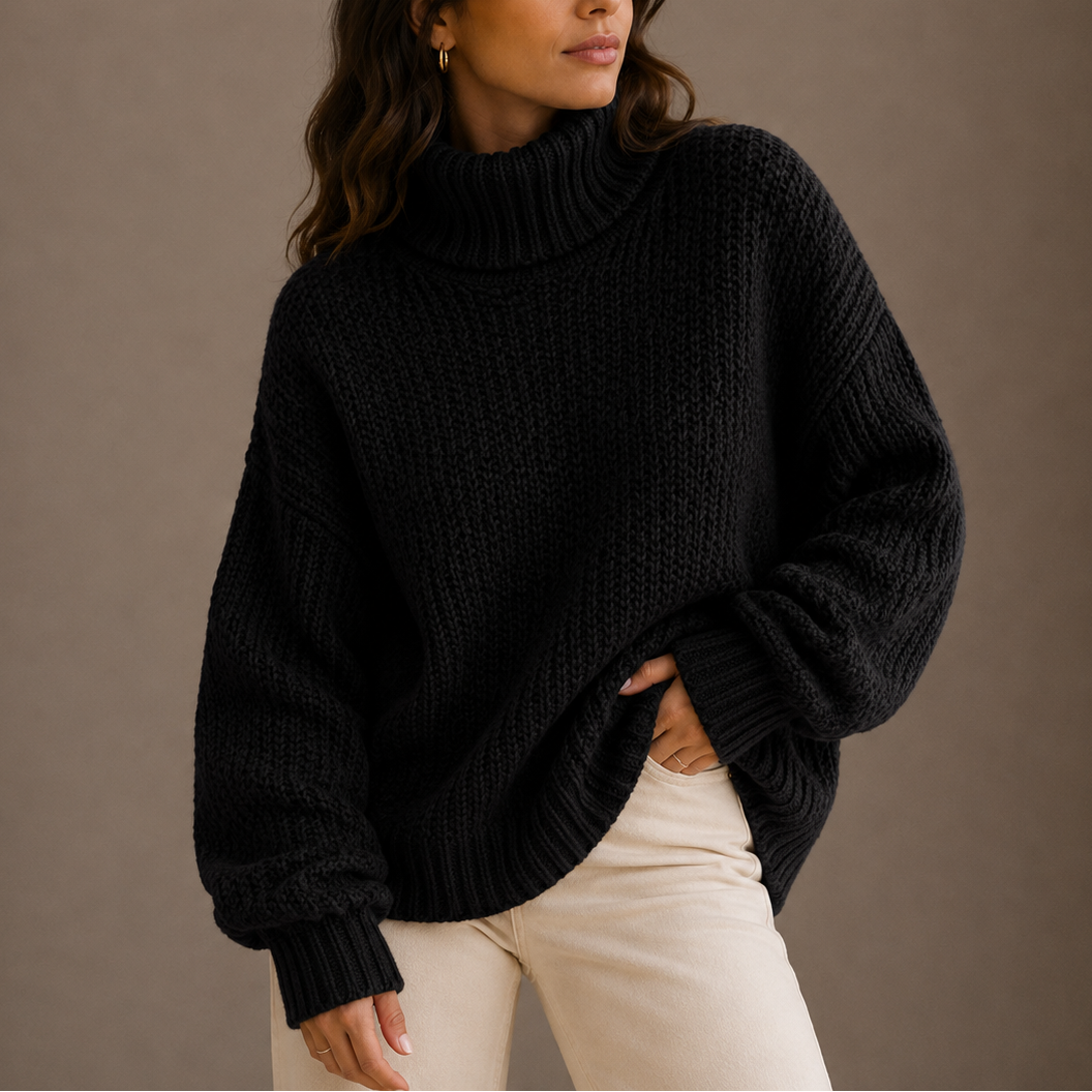 Women’s Chunky Turtleneck Sweater – Oversized Knit Sweater