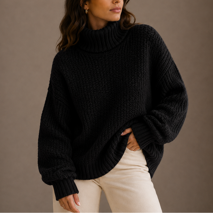 Women’s Chunky Turtleneck Sweater – Oversized Knit Sweater