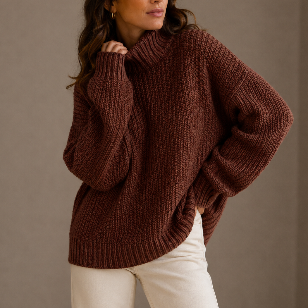 Women’s Chunky Turtleneck Sweater – Oversized Knit Sweater