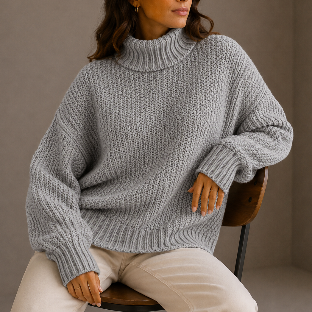 Women’s Chunky Turtleneck Sweater – Oversized Knit Sweater