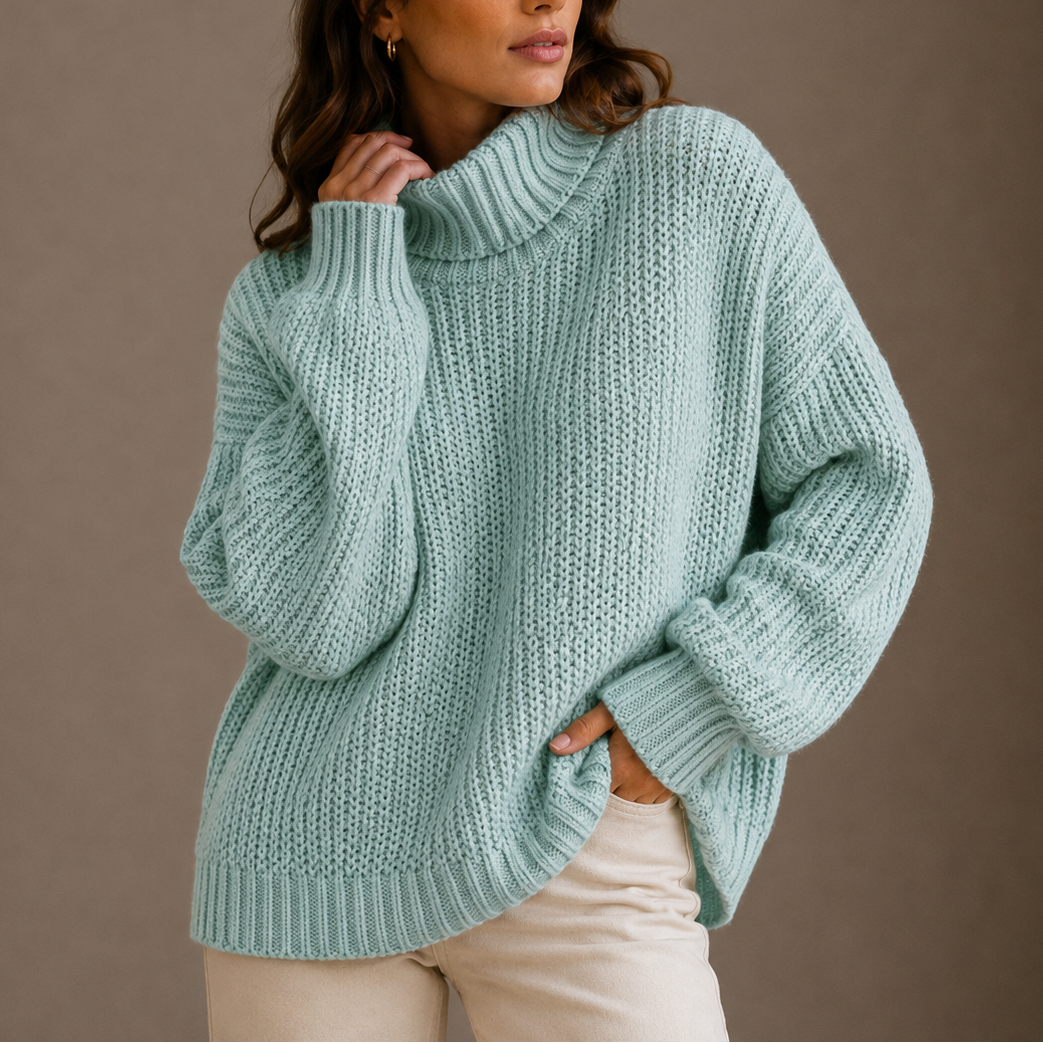 Women’s Chunky Turtleneck Sweater – Oversized Knit Sweater