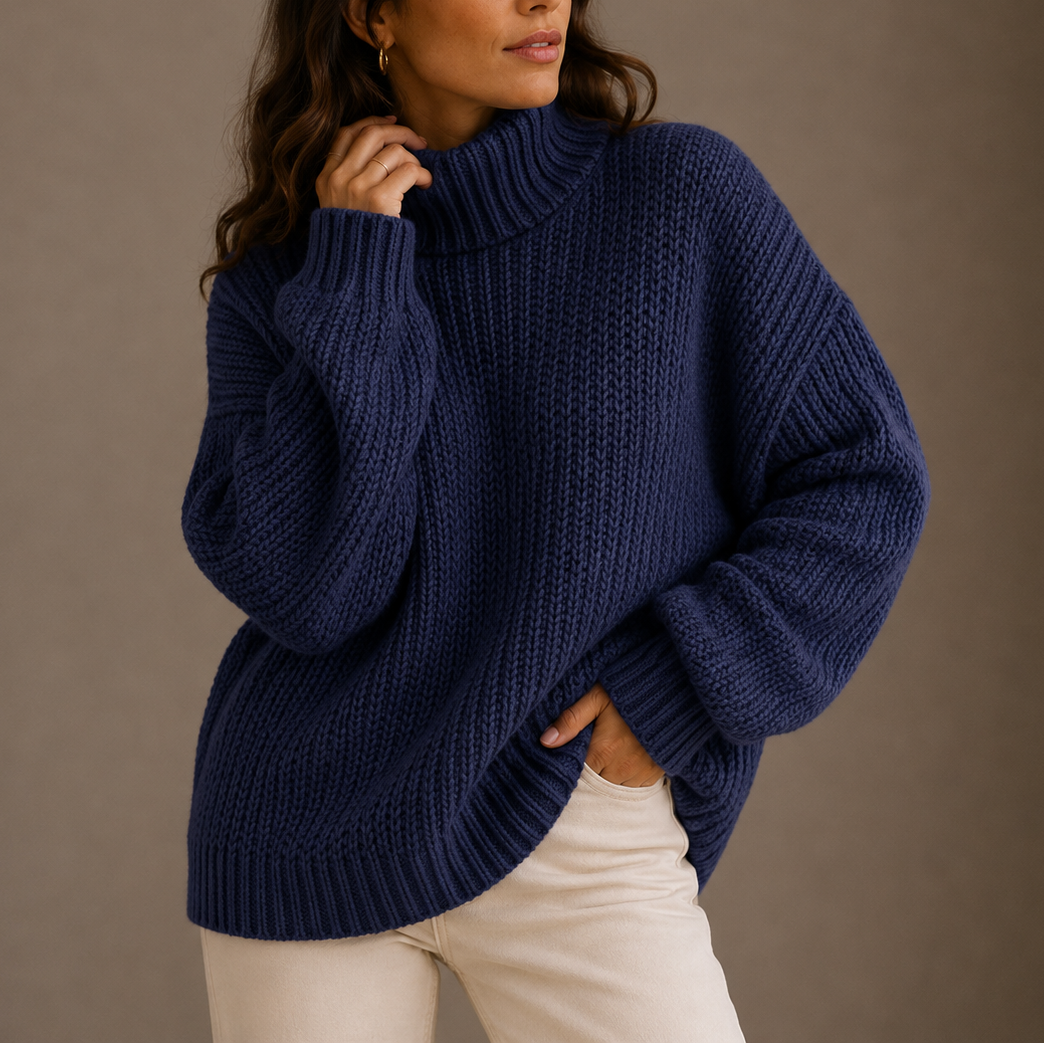 Women’s Chunky Turtleneck Sweater – Oversized Knit Sweater