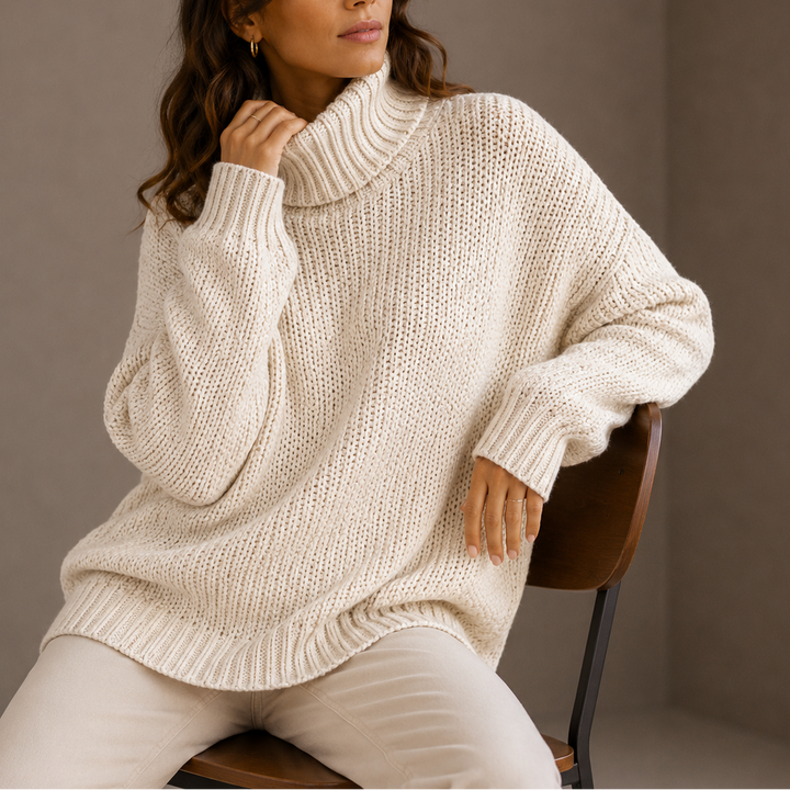 Women’s Chunky Turtleneck Sweater – Oversized Knit Sweater