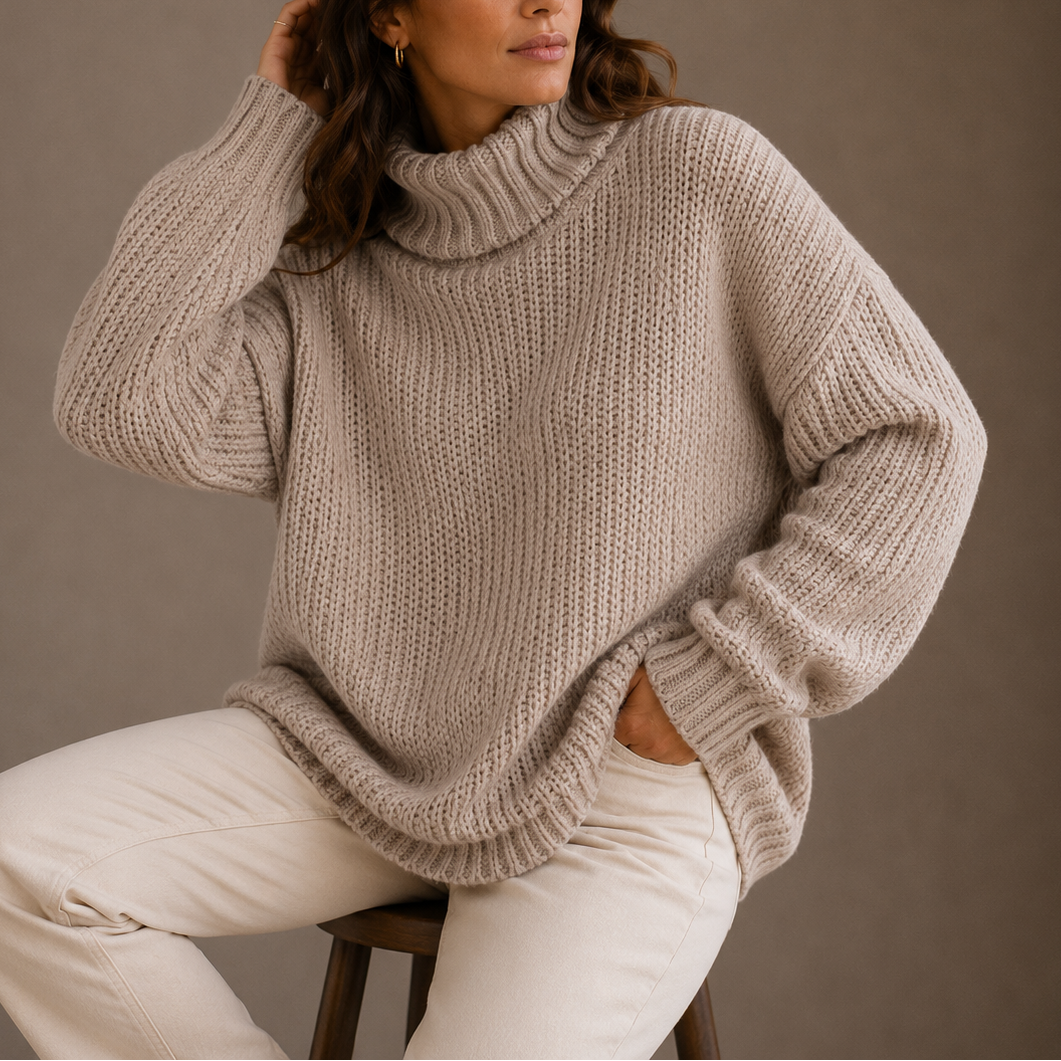 Women’s Chunky Turtleneck Sweater – Oversized Knit Sweater
