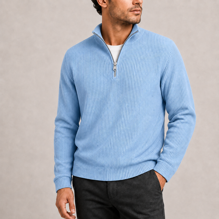 Men’s Ribbed Quarter-Zip Sweater | Smart Casual Knit Sweater